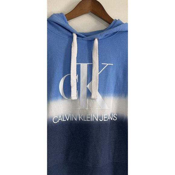 CALVIN Klein Women's Monogram Logo Tie Dye Block Hoodie in Blue Size S - Picture 8 of 8